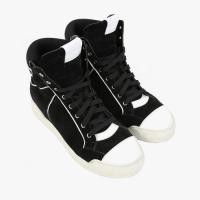 TWO-TONE COTTON-CANVAS HIGH-TOP SNEAKERS