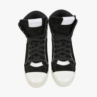 TWO-TONE COTTON-CANVAS HIGH-TOP SNEAKERS