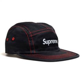 Contrast Stitch Camp Cap Black