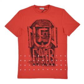 BLACK BLOCK PRINT RED COTTON