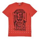 BLACK BLOCK PRINT RED COTTON