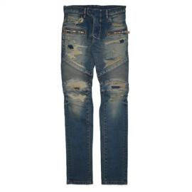 DISTRESSED DENIM BIKER JEANS