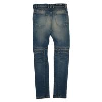 DISTRESSED DENIM BIKER JEANS