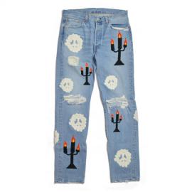 VIRGIL ABLOH “MESSAGE IN A TEAR” EMBROIDERED JEANS