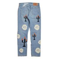 VIRGIL ABLOH “MESSAGE IN A TEAR” EMBROIDERED JEANS