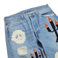 VIRGIL ABLOH “MESSAGE IN A TEAR” EMBROIDERED JEANS