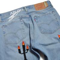 VIRGIL ABLOH “MESSAGE IN A TEAR” EMBROIDERED JEANS
